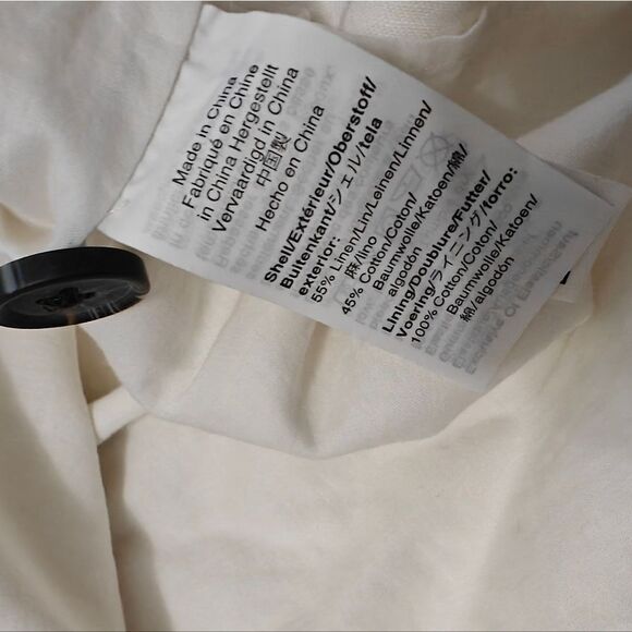 Madewell Linen Cotton Blend Cream Button-Front Dress Sz 6 - Picture 5 of 6